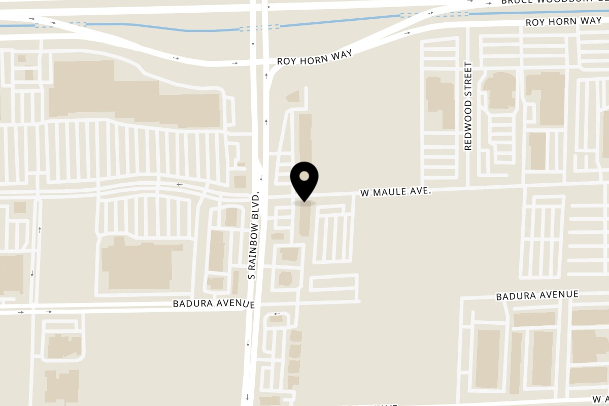 Map showing the location of Crab N Spice Rainbow Blvd on 6910 S Rainbow Blvd #100 in Las Vegas